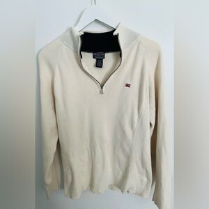 Vintage Quarter Zip by Polo Jeans Company Ralph Lauren MFG Mens XL Cream w flag
